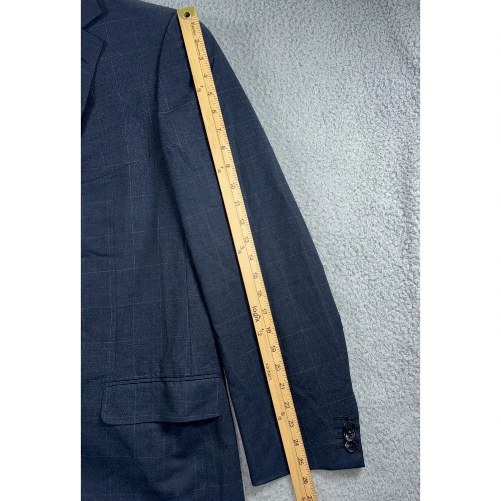 ERMENEGILDO ZEGNA 100% Wool 3 button blazer suit jacket Mens 56 Dark Gray Check